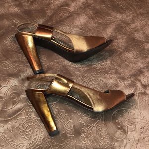 Brown / Copper Satin Nine West Heels